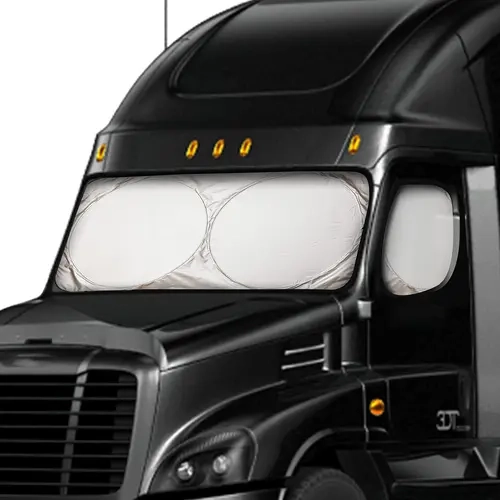 EcoNour Semi Truck Sunshade - Visor-Mounted UV-Blocking Front Window & Side Windows Cover, UV Protection Heat Reduction, Durable Polyester, Reflective Silver Insulated Backing, Foldable Travel-Ready for Big Rig Commercial Trucks, Visor-Mounted Front Windo