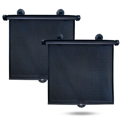 EcoNour Side Window Sunshade (2 Pack, 15"x17") - Retractable Car Window Cover, Suction Cups, UV Block Protection, Auto Interior Accessory