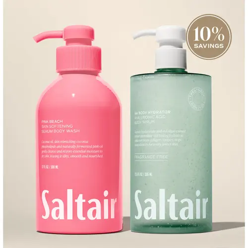 Saltair Pink Beach Cleanse & Hydrate Bundle - Pink Beach Body Wash (17 fl oz) & Hyaluronic Acid Body Serum (13 fl oz)