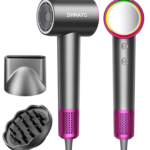Ubeesize Ionic Metal Body Blow Dryer - 160000 RPM High-Speed Fast Drying Tool with Magnetic Diffuser, Ionizer, Negative Ion Smoothing Tech, Heat Protection, Lightweight Design for Curly Hair, Detangling, Dandruff Care, Sculpting Selfcare Essential