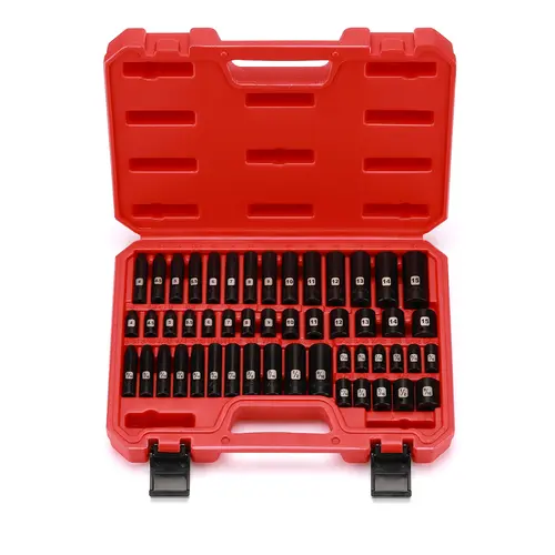 CASOMAN 50PCS 1/4 Inch Drive Master Impact Socket Kit - Metric/SAE, Deep/Shallow, 6-Point CR-V, 5/32-9/16 In, 4-15mm (Incl 9mm), Laser Etchings, Heavy-Duty Mechanic Hand Tools with Tool Box #toolupgrade