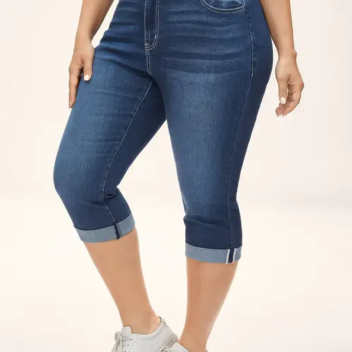 BLOOMCHIC Women's Plus Size High Waisted Butt Lifting Tight Jeans [M-6X] - Tummy Control Stretch Denim Capri Bottoms, Slim Fit Cropped Summer Casual Curve Flattering Pants, Bottom,back to school shopping[M-6X]Back To School,Fall Pick, Spotlight Day，SohoCh