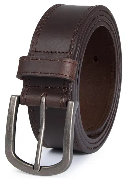 Men's Leather Waist Belt - Cow Hide Full Grain Textured Strap, Adjustable Strap Frame Buckle, Trim-to-Fit for Casual Jeans, Versatile Mens Gift Accessory,sohochic