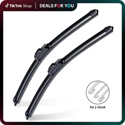 ITUTN Weatherproof Frameless Wiper Blades – Silent, Streak-Free, Universal Fit with JHook Interface, Easy Installation, Durable Performance for Winter, Snow & All-Season Use – 2-Pack