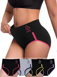 4/6/8 Pcs High Waist Butterfly & Letter Print Panties,Soft Breathable Comfortable Knicker for Daily Wear,Women's Underwear for All Seasons, comfy underwear 50 plus,mothersdaygift.
