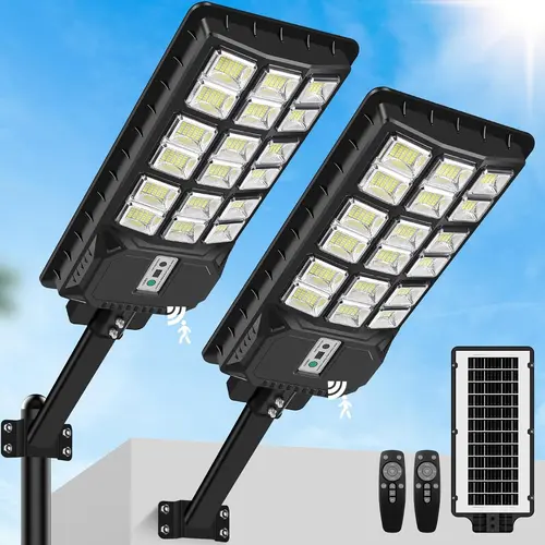 MATULSA 5000W Solar Street Lights Outdoor, Motion Sensor Solar Lights, 6500K LED Street Light Dusk to Dawn Waterproof, Commercial Parking Lot Lighting with Remote