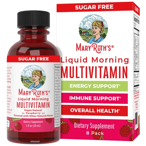 MaryRuth's Liquid Morning Multivitamin Travel Pack - B Complex Vitamins - Vitamins A, C, D, E -  Zinc - Beauty - Vegan - Sugar Free - 1 Fl Oz