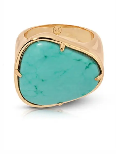 Ettika Turquoise Solstice Ring 18K Gold or Rhodium Plated Brass Ring with Reconstituted Turquoise Statement Jewelry for Women