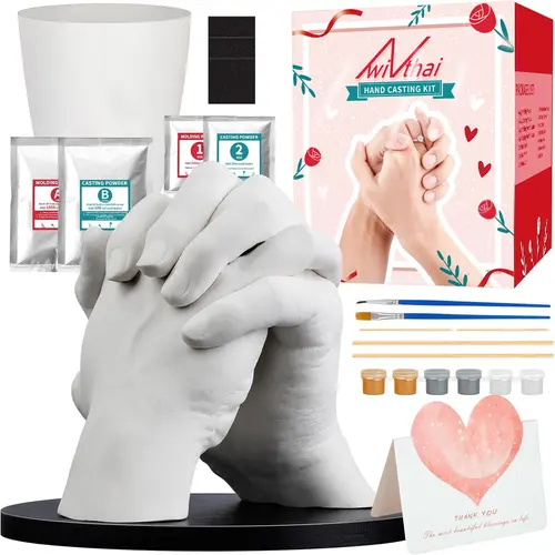 Hand Casting Kit, Couples with Practice Kit, Hand Mold Kit for Adults & Kids, Romantic Anniversary Wedding Birthday for Her or Him,Boyfriend Girlfriend Unique Gift Gold Care tiktokshopbacktoschool, Gifts For Boyfriend,sohochic