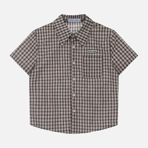 Aelfric Eden Shirts Plaid Short Sleeve Shirt Casual  T-Shirts Men Button Down Tee Tops Oufits Casual Summer Beach  Shirts Menswear Soft Clothing Top,clothes for back to school,first day of school outfits,sohochic