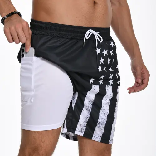 JUNBAOSS Men’s Swim Trunks with Compression Stretch, Beach Shorts with Pockets, No-Chafing Boardshorts, Breathable Fit, Hawaiian Beach Shorts, Sportswear