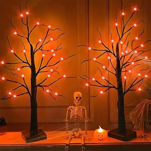 24 LED Halloween Tree Light Ghost Design, Decorative Led Tree, Indoor Home Party Holiday Decoration, Perfect for Halloween Decorations