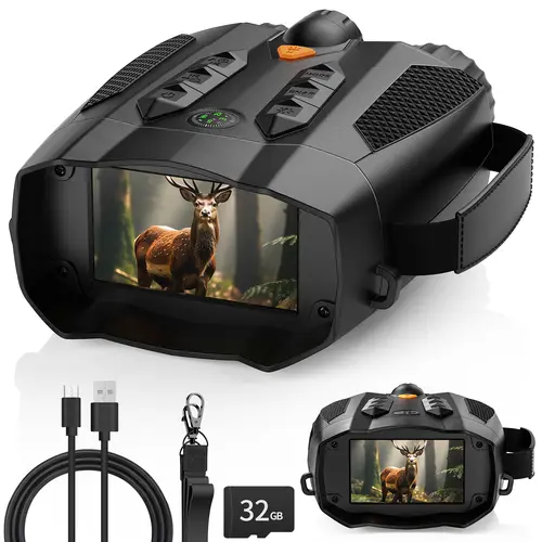 MINENER 4K Night Vision Binoculars With 32GB SD Card, Rechargeable,Cool Tech Gadgets for Camping/Boating, 10X, Camera Hight Definition Digital Electronic Gifts Wildlife Observation, Hunting Best Gifts for Men/Dad/Husband, Holiday Gift