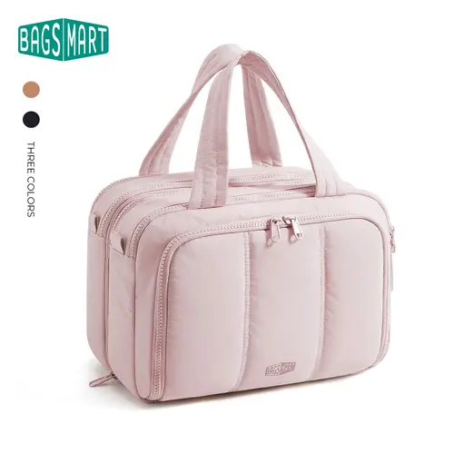 BAGSMART 2-in-1 Toiletry Bag with Wet-and-Dry Section, Lightweight Toiletry Bag for Women, Makeup Bag with Splitable Design, 18 Pack TSA Approved Travel Bottles Large Capacity Compact Versatile Design for Travel & Daily Use sohochic