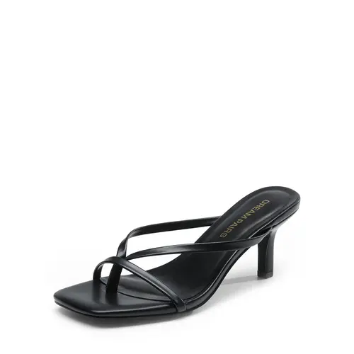 DREAM PAIRS Women's Kitten Heel Sandals - Open Square Toe, Thong Strap, Modern Minimalist Design, Comfortable for Party & Casual Wear, Strap Sandals,sohochic