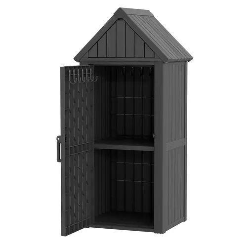 Outdoor Storage Deck Box , Waterproof and Sunproof , Middle Divider Load Capacity 55 Pounds, Hooks Load Capacity 2.2 Pounds, Divider can be Freely Removed, Turn the Box Easy to Open and Close, Indoor and Outdoor can be Used,Summervibes