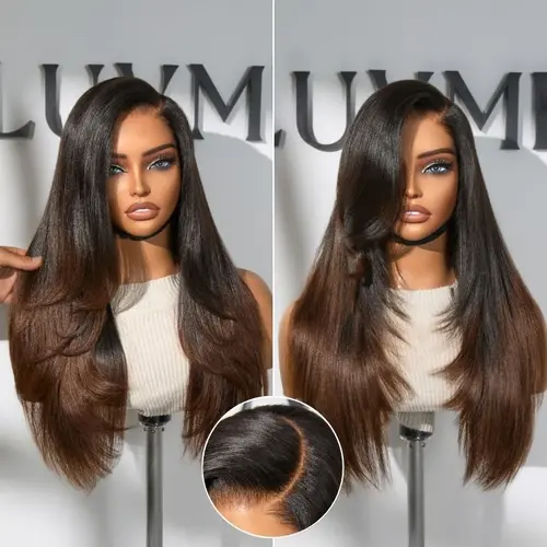 [LIVE] LUVME All-Day Comfort Ombre Brown Layered Yaki Straight Glueless Wig 7x6 Closure  Pre-Cut HD Lace Human Hair Long Wig #DealsForYouDays
