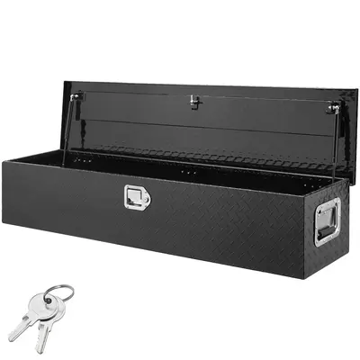 【DealsForYouDays】VEVOR Heavy Duty Aluminum Truck Bed Tool Box,Diamond Plate Tool Box with Side Handle and Lock KeysStorage Tool Box Chest Box Organizer for PickupTruck BedRVTrailer48"x15"x15"Black