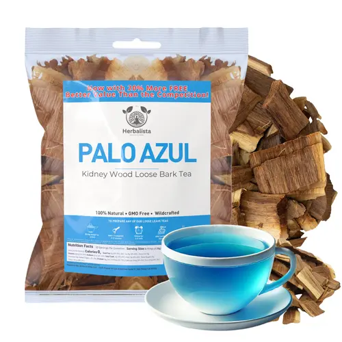 NEW Viral Wildcrafted Bark Palo Azul Kidney Wood Blue Stick Herbal Loose Leaf Tea - 5 oz (141g) Resealable Bag, Earthy Blue Brew, 70+ Cups, Better Value, Vegetarian, Sugar-Free, GMO-Free, Iced or Warm Daily Wellness Beverage