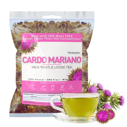 Wildcrafted Source Milk Thistle Tea - 5oz (141g) Wildcrafted Whole Cardo Mariano Herbal Drink, 20% More Product, Certified Organic, Vegetarian, Gluten-Free, GMO-Free, Earthy Sweet Pure Natural Loose Leaf Wellness Beverage