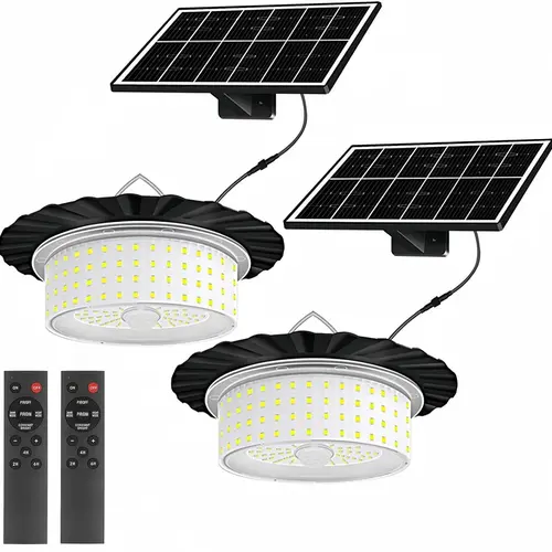 Summerwins Adjustable Solar Shed Pendant Light - 244-LED 360° Glow, Portable Water Resistant Solar Light with Remote Control & Auto Shut-Off, for Chicken Coops, Outdoor Patio, Barns, Batteries Included