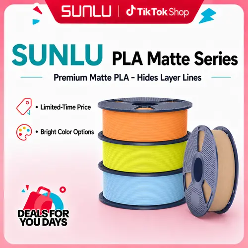 SUNLU Polylactic Acid (PLA) Matte 1.75mm 3D Printer Filament (1KG) - High Speed Printing, ±0.02mm Tolerance, Smooth Finish, Hides Layer Lines, Eco-Friendly, Low Warping, Vacuum Sealed, Compatible with 99% FDM Printers - 3D Printing Supplies,sohochic