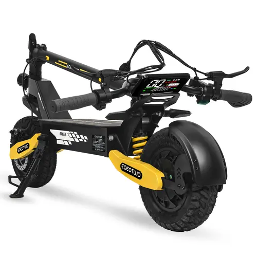 EOEOTWO Adult Motorized Portable Aluminum Frame Electric Scooter - 1200W Motor, 25/40 Mi Range, 28 MPH Max Speed, Foldable, 11-Inch Off-Road Tires, Turn Signals, Double Suspension, Double Brakes for Commuting