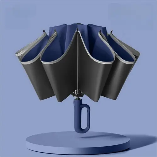 Portable Folding Umbrella, 1 Count 46 Inch Windproof Umbrella with Reflective Strip, Durable 10 Rib Design Umbrella for All Weather