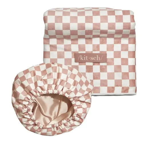 Kitsch Satin Lined Flexi Shower Cap + XL Hair Towel Bundle