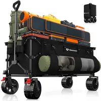 Hikemoon Heavy-Duty Collapsible Utility Outdoor Wagon Cart, 560 lbs Capacity, 400L Volume, Brakes, Flexible Handle, All-Terrain Big Wheels, Compact Pack & Foldable Wagon for Shopping, Camping, Garden, Shopping Cart Foldable, push carts