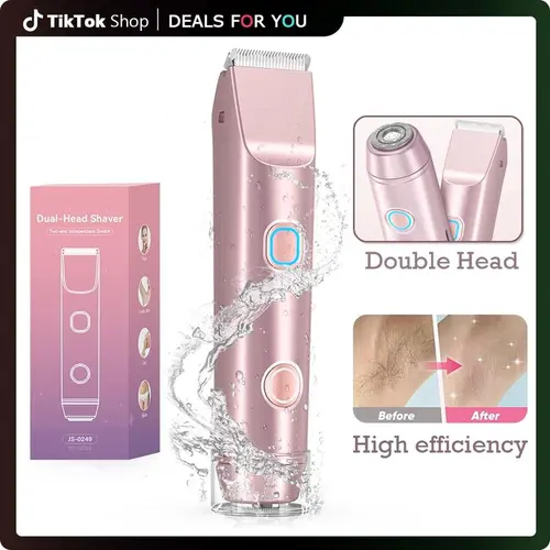 Women's Bikini Trimmer & Electric Shaver - IPX7 Rated, Rechargeable Cordless Quiet, Trimmer Handle Grip, Intimate Pubic Grooming, Smooth Shave, Wet & Dry Dry Shaving Solutions, Travel-Size Personal Care Appliance