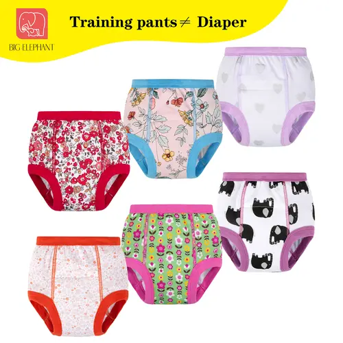 BIG ELEPHANT 6-Pack Potty Training Pants, 100% Cotton Reusable Toddler Underwear, Helps Feel Wetness, Boys Girls 12M-4T,sohochic