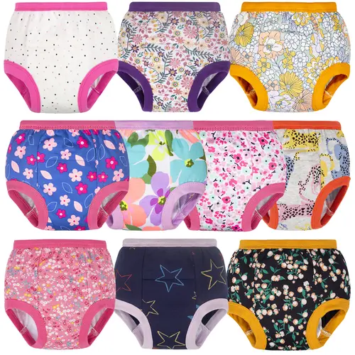 big elephant diaper training pants, 10-Pack Soft Washable Cotton Pull-On Underwear for Toddlers, Designed for Mild Leakage, All Seasons, Toddler Bloomers, 4T, Snug Fit, Toddler Potty Training Underwear, Elastic Waist,sohochic