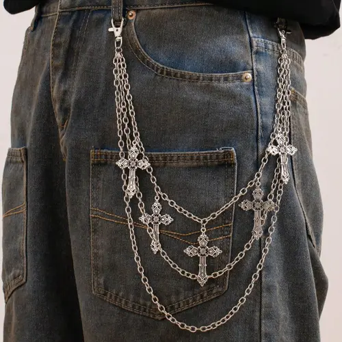 Men's Adjustable Cross Layered Waist Chain, Punk Style Jeans Chain, Fashion Pants Chain for Party, Trendy All-match & Exquisite Accessory for Birthday Gift Adjustable Jewelry Body Jewellery