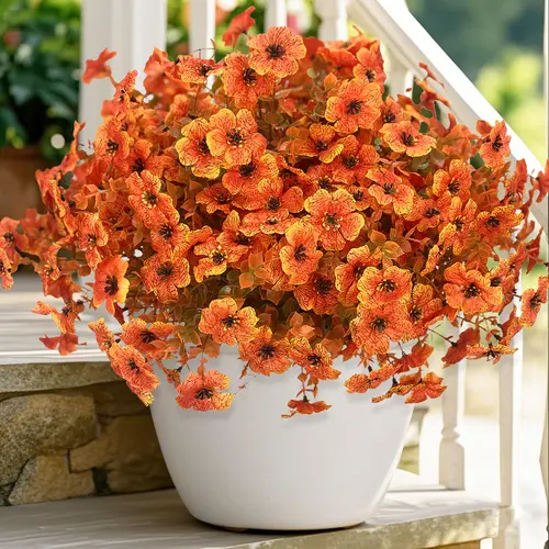 12 Bundles of Artificial Daisy Cuttings - Plastic Simulation Daisies, Silk Chrysanthemums, Eucalyptus Vines, Fall Green Plants, Outdoor/Indoor Ornaments for Garden, Front Porch, Home Decor