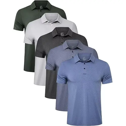 5 Pack Mens Polo Shirts Quick Dry Short Sleeve Golf T Shirt Performance Moisture Wicking Casual Workout summerwins
