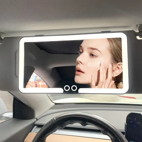 Car Sun Visor Vanity Mirror, USB Rechargeable Makeup Mirror with 3 LED Light, Car Accessories, Car Supplies,Durable, clear,#Summervibes