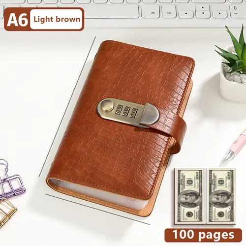 A6 savings notebook, a small financial management book with a lock, suitable for storing money and important information,  cash notebook Bill Organizer Planner Monthly Budget Planner