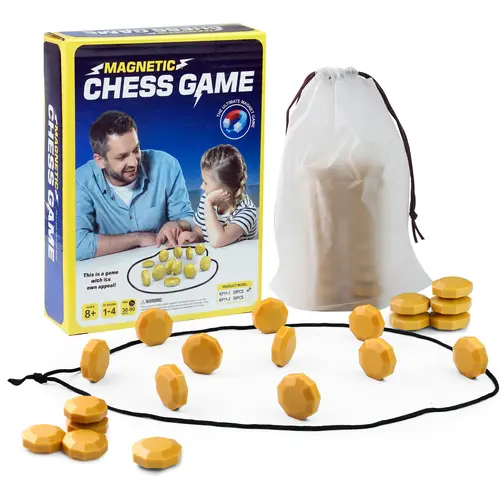 Magnetic Chess Game with 20 Stones & String, Magnet Strategy Board Game for Family Game Night, Portable Tabletop Puzzle Game for Kids & Adults, Party & Travel Game