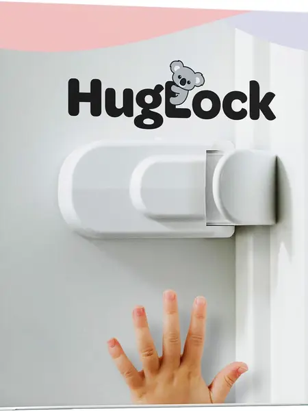 HugLock - For Interior Doors Only, DOES NOT work on exterior doors - The Snap-On Door Lock Kids Can't Reach or Defeat - No Tools or Adhesives Required - Works With Door Knob, Lever or Handle - Childproof Safety Locks are Toddler, Baby and Child Proof