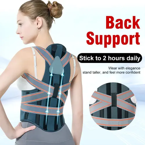 AULEXMED Wearable Mesh Posture Corrector for Adults - Adjustable Strap Back Support Brace with Dual Aluminum Strips, Comfortable Ergonomic Breathable Office & Computer Use Aid [DealsForYouDays]