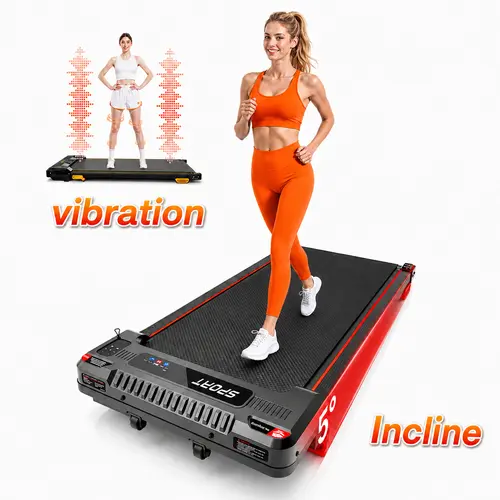 Incline Walking Vibration Pad, 2.5HP Under Desk Treadmill for Home & Office, 3 in 1 Portable Walking Pad with Soothing Massage, 330 Lbs Capacity, LED Display, Remote Control, ME