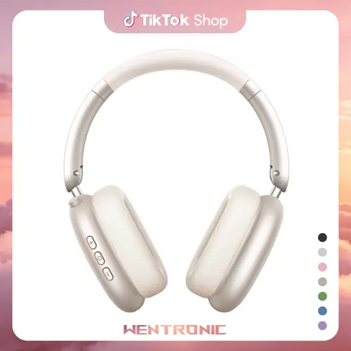 WENTRONIC Y01 Over-Ear Chargeable Wireless Bluetooth Headphones - Active Noise Cancellation, Foldable Design, 3.5mm Jack, Memory Function, 48H Playtime, Hi-Res Audio, Memory Foam Earpads, Built-in Mic, iOS/Android Compatible, Wireless Charging Support
