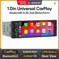 Junsun Single DIN Car Stereo Head Unit - Wired CarPlay, Android Auto Ready, FM Radio, Reversing Camera, Type-C Port, Car Monitor Screen Automotive Accessories, Car Accessories