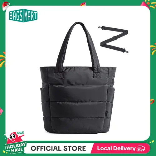 BAGSMART Bubble 21L Puffty Tote Bag for Women with Removable Crossbody Strap Lightweight Shoulder Bag for School Travel Work 15.6" Laptop Friendly Water-Repellent Fabric sohochic