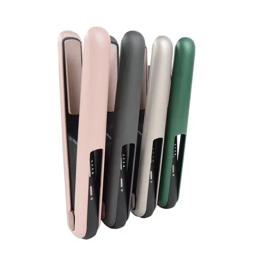 [Wavy Chic] Battery Powered 2-in-1 Hair Curler and Flat Iron, Cordless Adjustable Smooth Styling Tool, Portable Heated Appliance for Frizz Control, Ideal Gift for Mothers