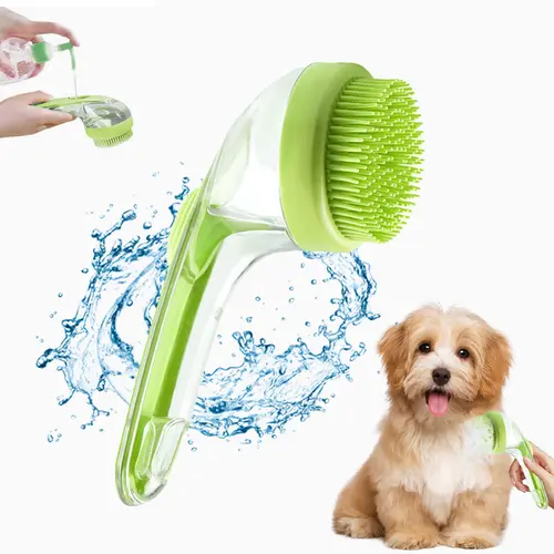 Pet Bath Brush with Shampoo Dispenser for Dogs & Cats, Ergonomic Handle, Gentle Massage Grooming Tool for Clean Coats, Easy-to-Use Essential Dog Bath Supply,toolupgrade