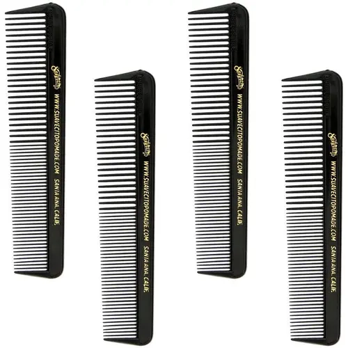 SUAVECITO Unbreakable Comb Pack - Black, Unisex Hair Styling Tool Set with 4 Combs for Men & Women, Pomade Accessories Durable Hairdressing Comb Comb Type