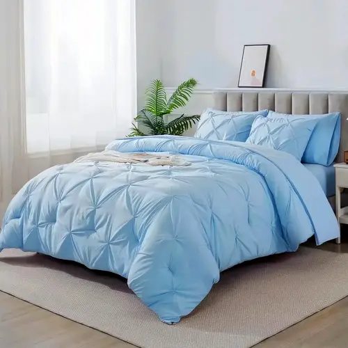 Cosybay 7pcs Classic Hotel Style Bedding Set - Full/Queen/King Sizes, Soft, Breathable, Machine Washable, Includes Comforter, 4 Pillowcases, Flat Sheet, Fitted Sheet, Winter Quilt, Bed Set for Bedroom Decor Ideas, Floral Bedding,sohochic