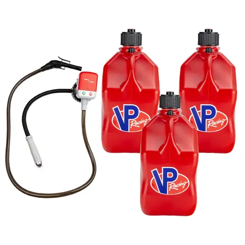 (3 PACK) VP Racing Fuels Utility Jug + (1) Fluid Transfer Pump, Tera Pump, Battery Liquid Transfer, Cordless Water Transfer Outdoor Power Equipment, Motorsports,  Efficiency,  Convenience